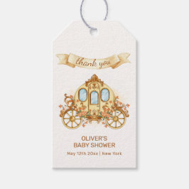 Etiqueta Para Presente Gold Elegant Flower Prince Carriage Baby Shower 