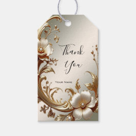 Etiqueta Para Presente Gold Floral Gift Tag