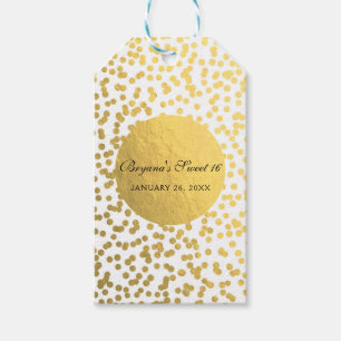 Etiqueta Para Presente Gold Foil Confetti Dots Glam Modern Wedn Favor