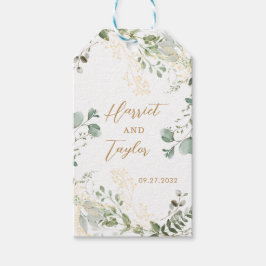 Etiqueta Para Presente Gold Greenery Eucalyptus Wedding Thank You