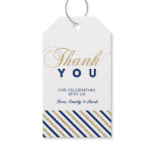 Gold & Navy | Tags de Agradecimento Modernas para 