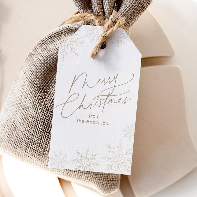 Etiqueta Para Presente Gold Snowflake Christmas Holiday (Criador carregado)