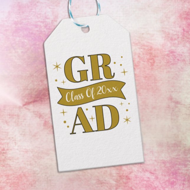 Etiqueta Para Presente Gold & White Graduation Party (Criador carregado)