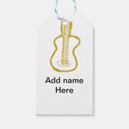 Etiqueta Para Presente Golden glitter acoustic guitar add name doodle