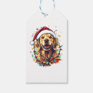 Etiqueta Para Presente Golden Retriever Funny dog Christmas Santa Hat lig