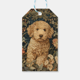 Etiqueta Para Presente Goldendoodle Puppy no Jardim do Estilo William Mor