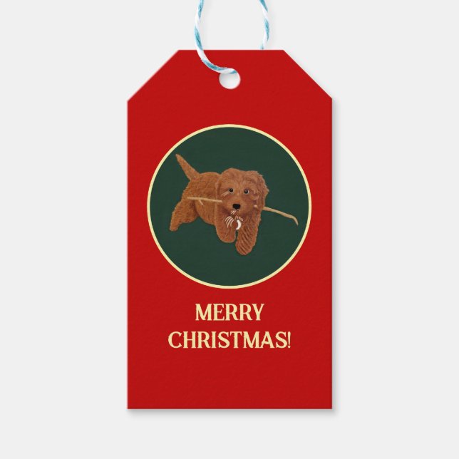 Etiqueta Para Presente Goldie Doodle Red (Frente)