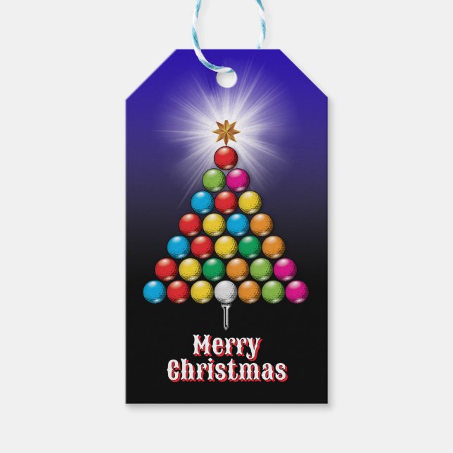 Etiqueta Para Presente Golf Feliz Design de Natal (Frente)
