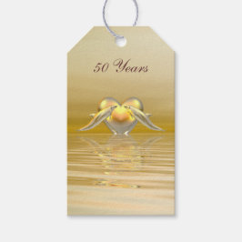 Etiqueta Para Presente Golfinhos e Coração do Aniversário do ouro