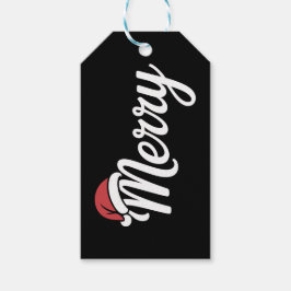 Etiqueta Para Presente Gorro de Natal Vermelho Escuro Alegre Natal