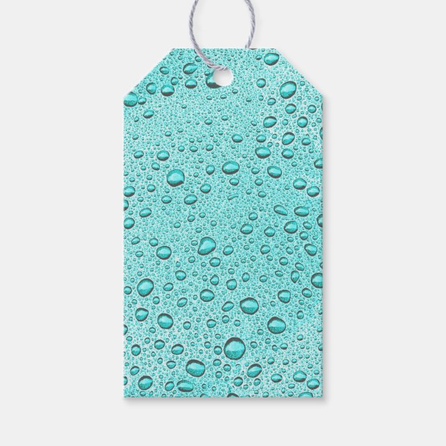Etiqueta Para Presente Gotas aquamarinas (Frente)