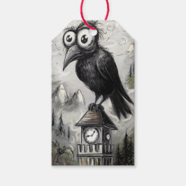 Etiqueta Para Presente Gótica Black Crow & Tower Spooky Halloween
