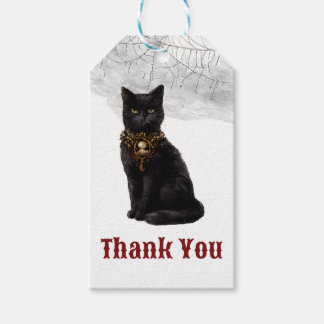 Etiqueta Para Presente Gótico Dark Academia Gato Preto Teia de Aranha Obr