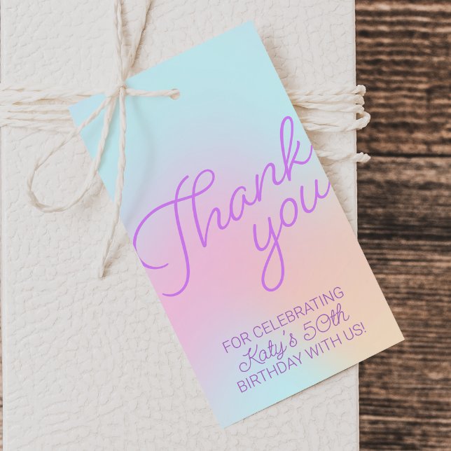 Etiqueta Para Presente Gradiente De Pastel Retroativo Obrigado (Criador carregado)