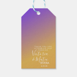 Etiqueta Para Presente Gradiente Ombre Roxo Amarelo Pôr do Sol Casamento