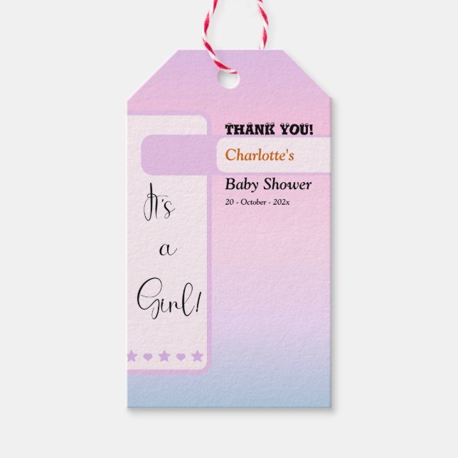 Etiqueta Para Presente Gradiente Roxo Olhinho Texto Baby Shower (Frente)