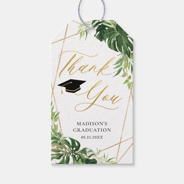 Etiqueta Para Presente Graduação Chic Verde Tropical Favor Geométrico (Frente)