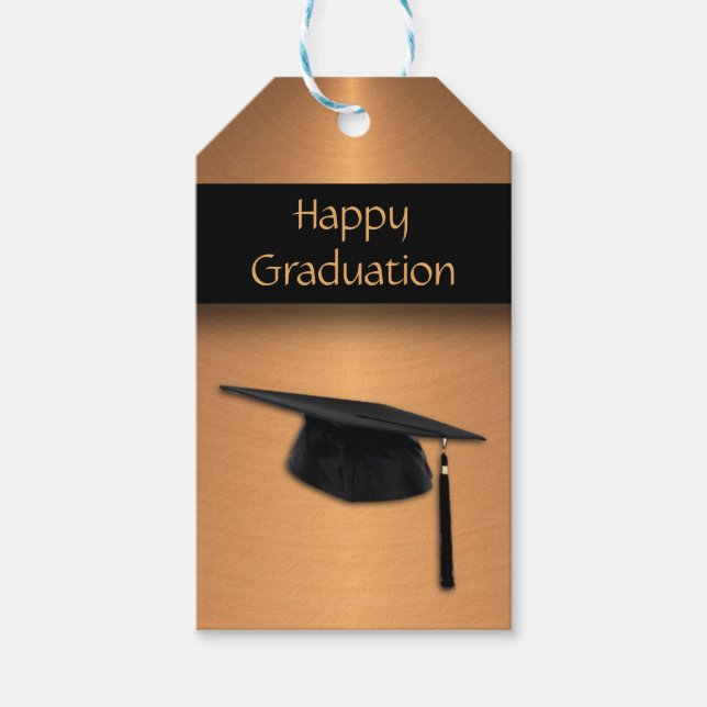 Etiqueta Para Presente Graduação de aparência de cobre metálico (Frente)