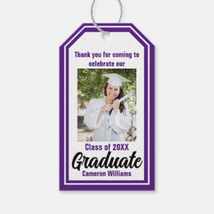 Etiqueta Para Presente Graduação Personalizada de Foto do Formando Roxo