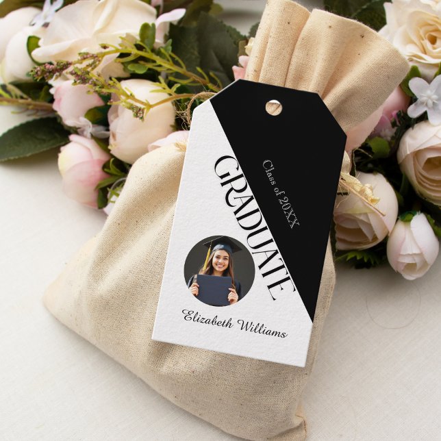 Etiqueta Para Presente Graduação Simples Preto e Branco (Criador carregado)