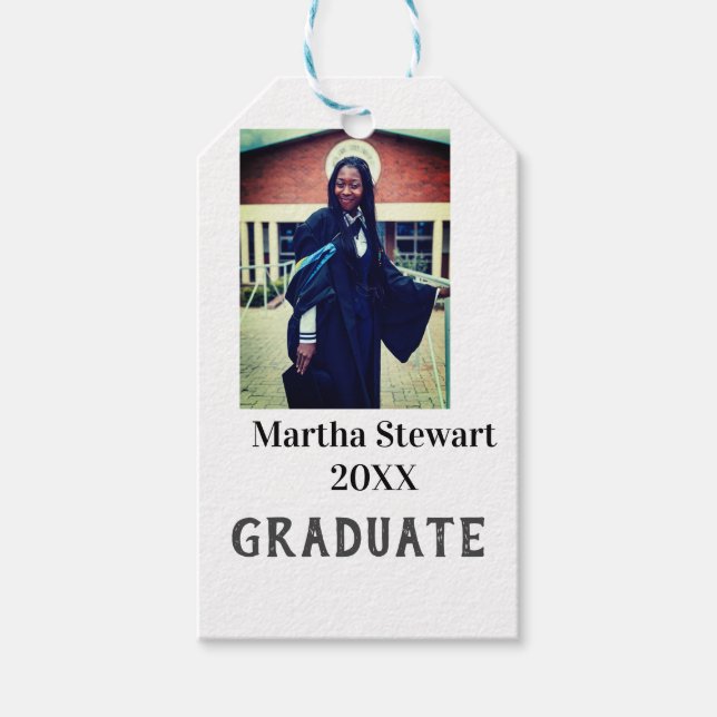 Etiqueta Para Presente Graduation photo name year class university simple (Frente)