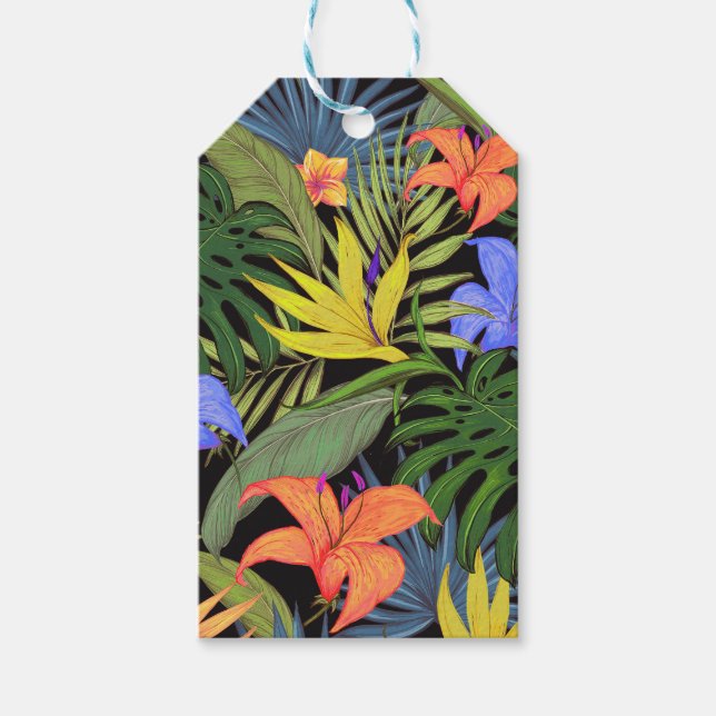 Etiqueta Para Presente Gráfico da Flor Tropical Hawaii Aloha (Frente)