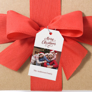 Etiqueta Para Presente Gráfico de fotos branco vermelho Natal