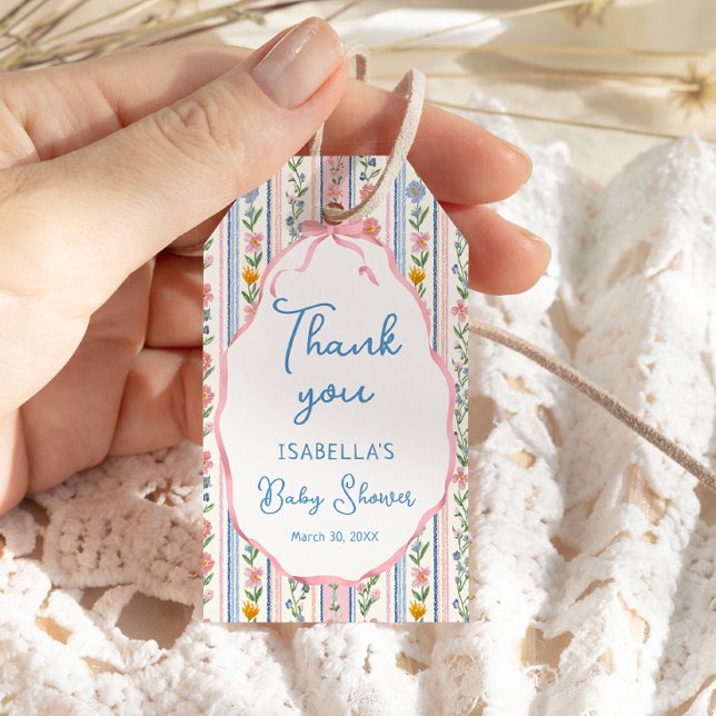 Etiqueta Para Presente Grandmillennial Floral Baby Shower Thank You (Criador carregado)