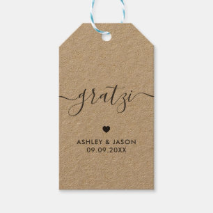 Etiqueta Para Presente Gratzi Gift Tag, Casamento Obrigado Tags, Kraft 