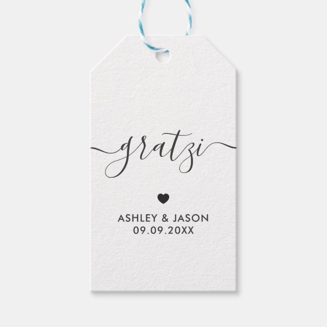 Etiqueta Para Presente Gratzi Gift Tag, Casamento Obrigado Tags, Kraft  (Frente)