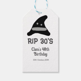 Etiqueta Para Presente Gray black RIP 30's 40th birthday witch hat hallow