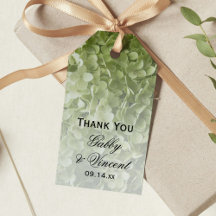 Green Annabelle Hydrangea Floral Wedding Tag Favor