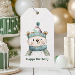 Etiqueta Para Presente Green Bear Birthday   Partido Wonderland de invern