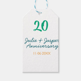 Etiqueta Para Presente Green blue 20th anniversary name date orange 