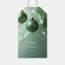 Etiqueta Para Presente Green Christmas Ball Holiday Gift Tag