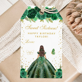 Etiqueta Para Presente Green Floral Brunette Hair Princess Sweet