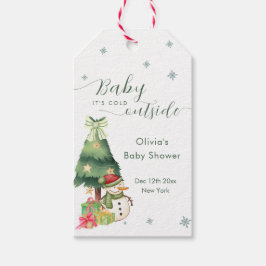 Etiqueta Para Presente Green Modern Winter Snowman Baby Shower