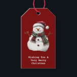 Etiqueta Para Presente Green Red Felry Christmas Snowman<br><div class="desc">Feliz Natal verde vermelho</div>
