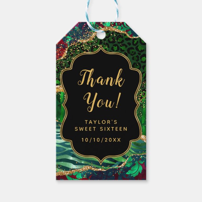 Etiqueta Para Presente Green Safari Agate Sweetue Dezesseis Obrigado (Frente)