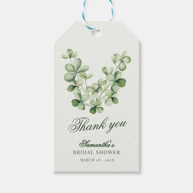 Etiqueta Para Presente Green Shamrock  Bridal Shower Thank You (Frente)