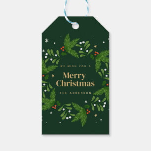 Etiqueta Para Presente Green Snowflake Feliz Natal