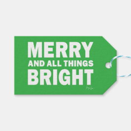 Etiqueta Para Presente Green & White Gift Tag | Merry & All Things Bright