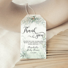 Etiqueta Para Presente Greenerage Foliage Boho Chá de fraldas Obrigado