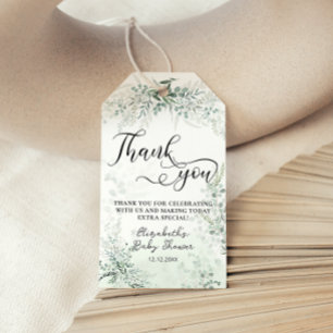 Etiqueta Para Presente Greenerage Foliage Boho Chá de fraldas Obrigado