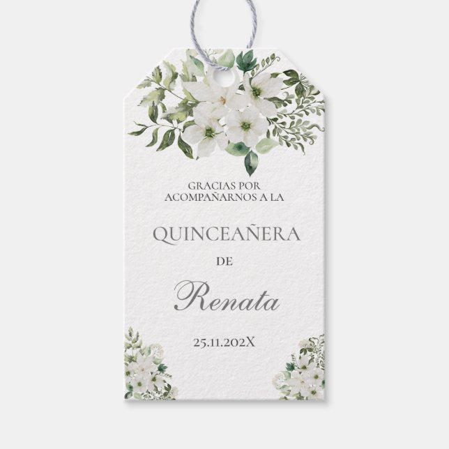 Etiqueta Para Presente Greenerescência e Quinceanera Branca (Frente)