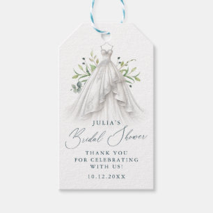 Etiqueta Para Presente Greenery e Vestido de Casamento Obrigado Chá de pa