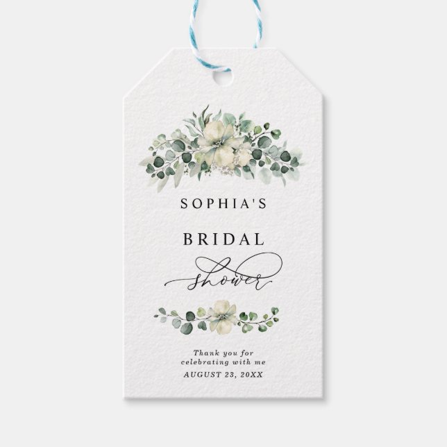 Etiqueta Para Presente Greenery Eucalyptus Bridal Shower (Frente)