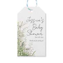 Greenery Wildflower Chá de fraldas Gift Tags