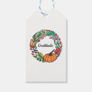 Etiqueta Para Presente Grinalda bonita da abóbora da aguarela com folhas