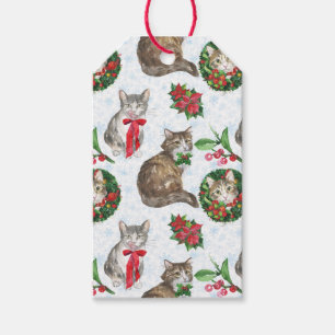 Etiqueta Para Presente Grinalda de Gato Adorável